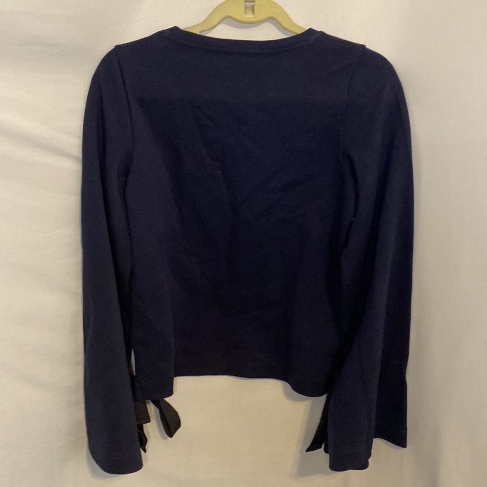 J.Crew Navy Knit Top bell Sleeves Blouse XXS Nautical - Picture 4 of 4